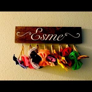Personalized sign with hooks, hair bows,mask,keys!